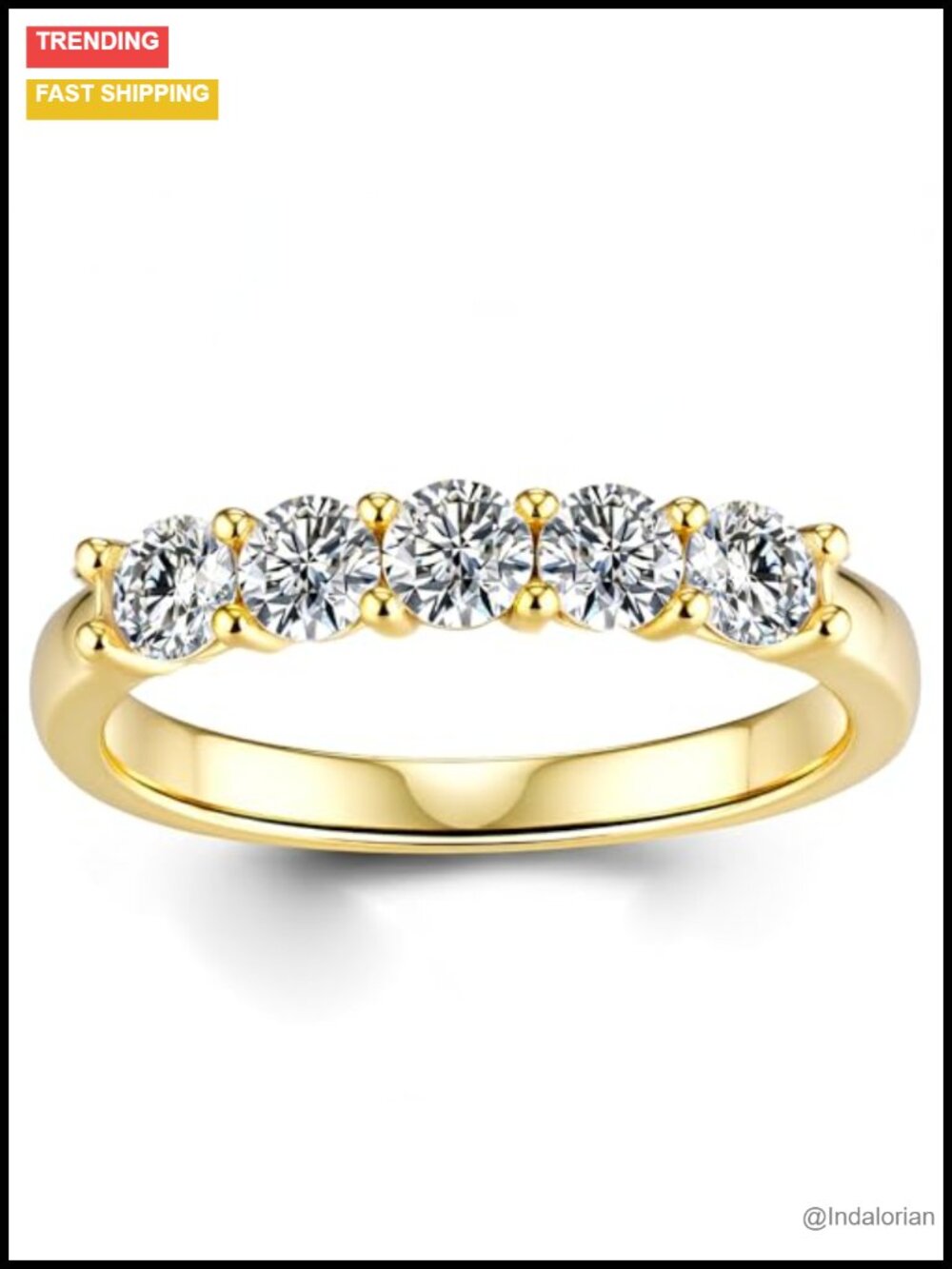Moissanite Half Eternity Ring 5 Stone 18K White Gold Plated S925